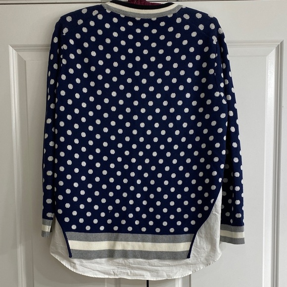 Endless Rose Navy Polka Dot Sweater with White Accents - Picture 3 of 7